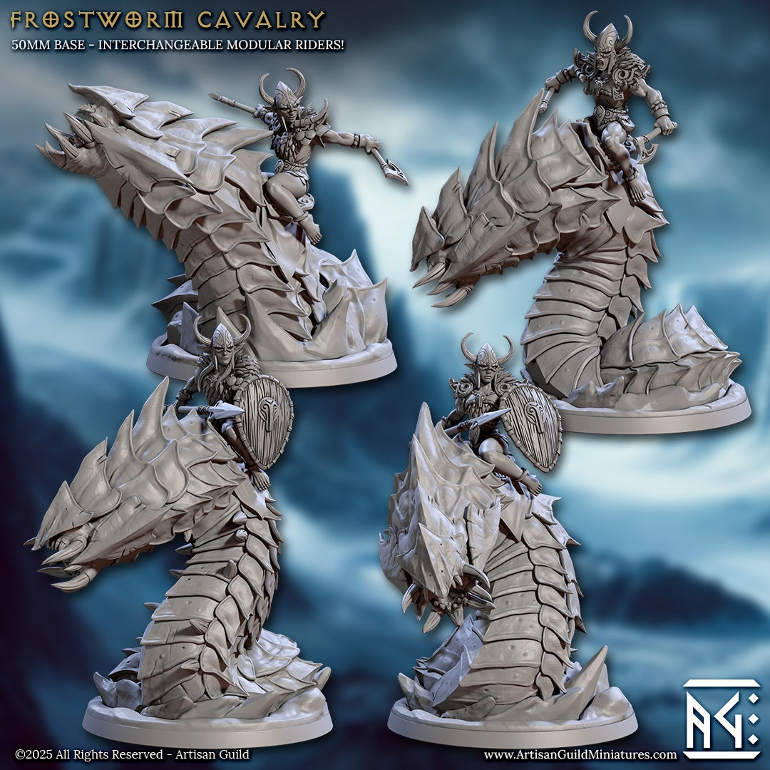 Frostworm Riders and Frostworm Miniatures
