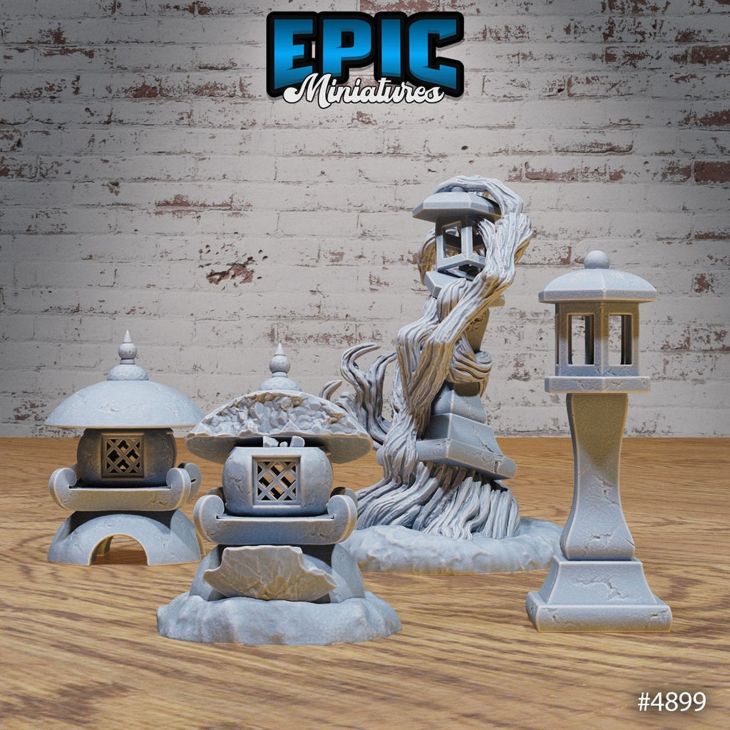 Eastern Temple Scatter - Stone Lamps