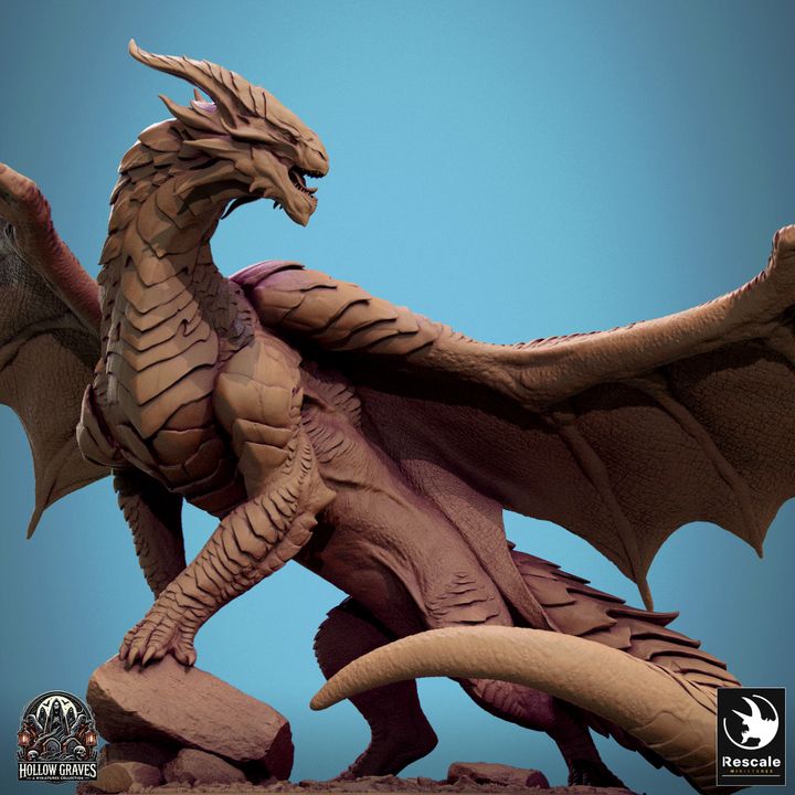 Legendary Metallic Copper Dragon - Stand
