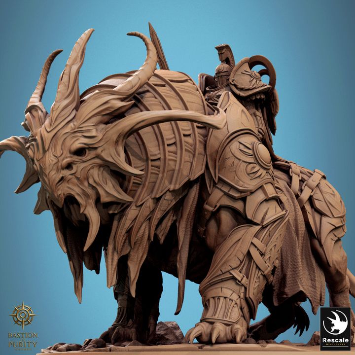 Solarion, the Radiant Warbeast – Armored Beast Mount Miniature