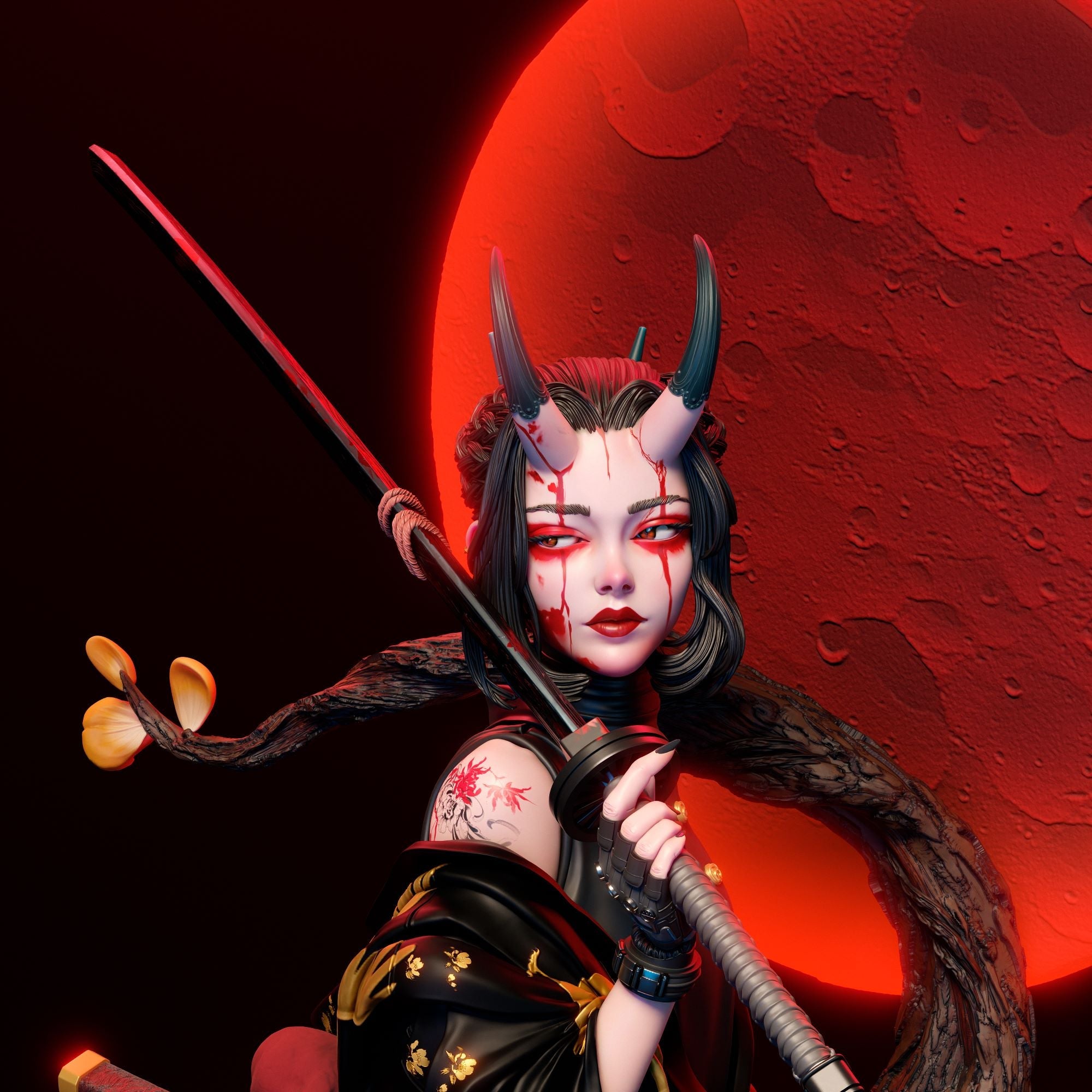 Oni - Oni Mask Bride (SFW/NSFW 18+ Only)- 1:6, 1:9 Figures Scale & Bust