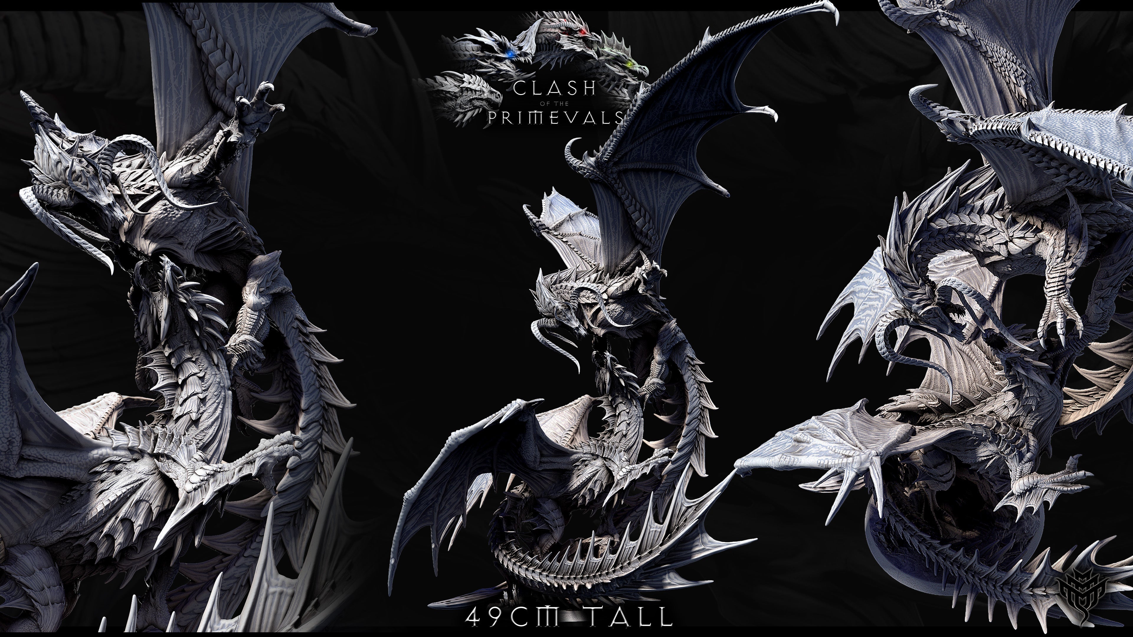 Elder Black Dragon Vs Elder Green Dragon Battle Diorama - Clash of the Primevals