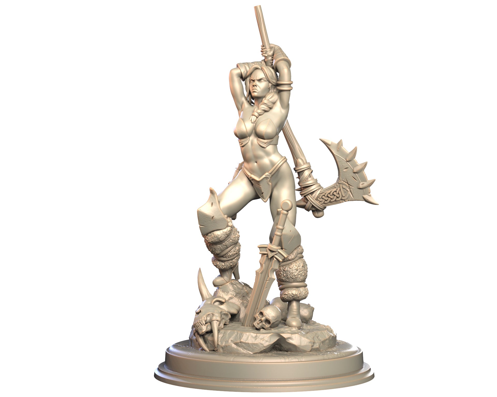 Drazha - Female Human Barbarian Miniature - Blade & Fury