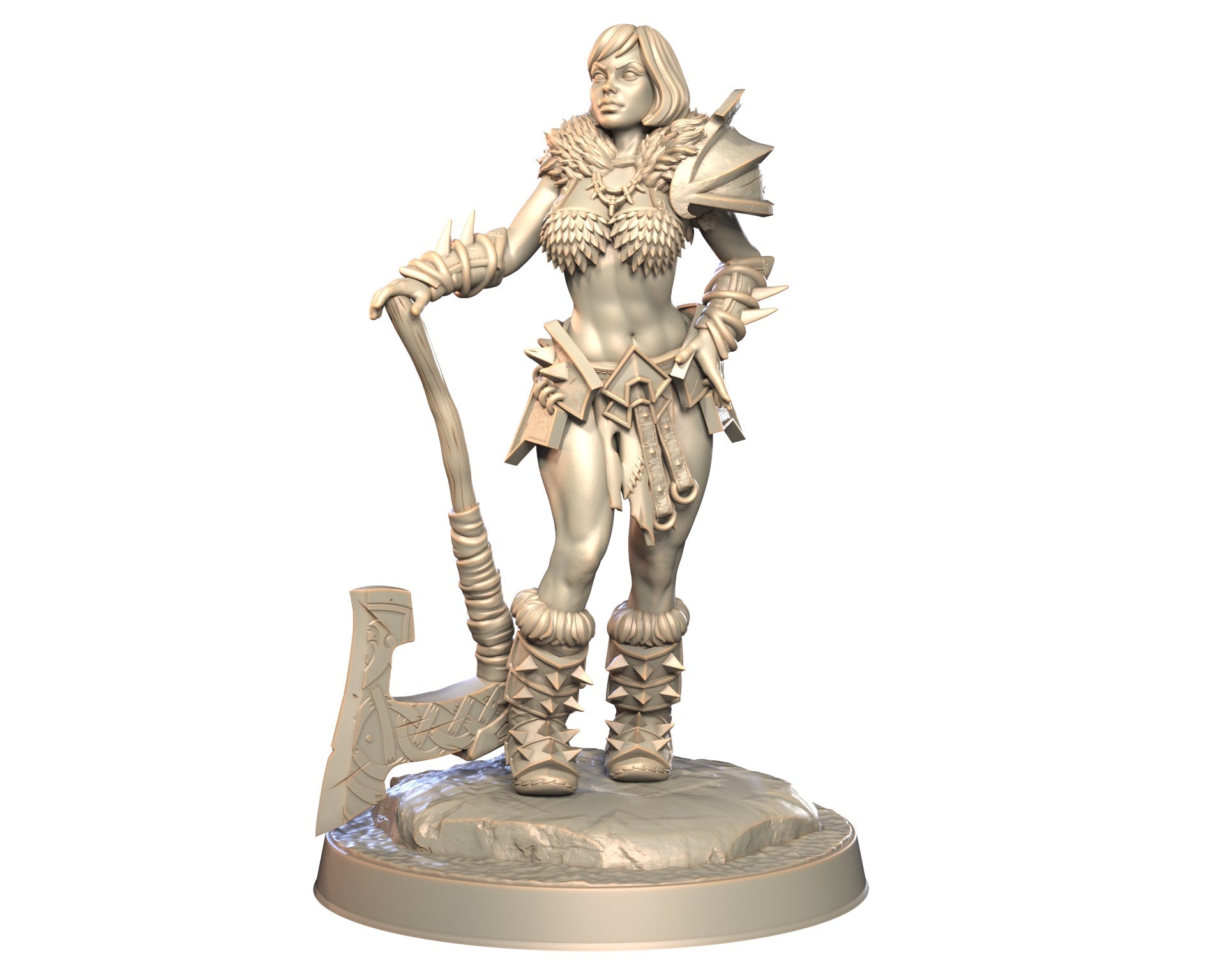 Elyra - Female Human Barbarian Miniature - Blade & Fury