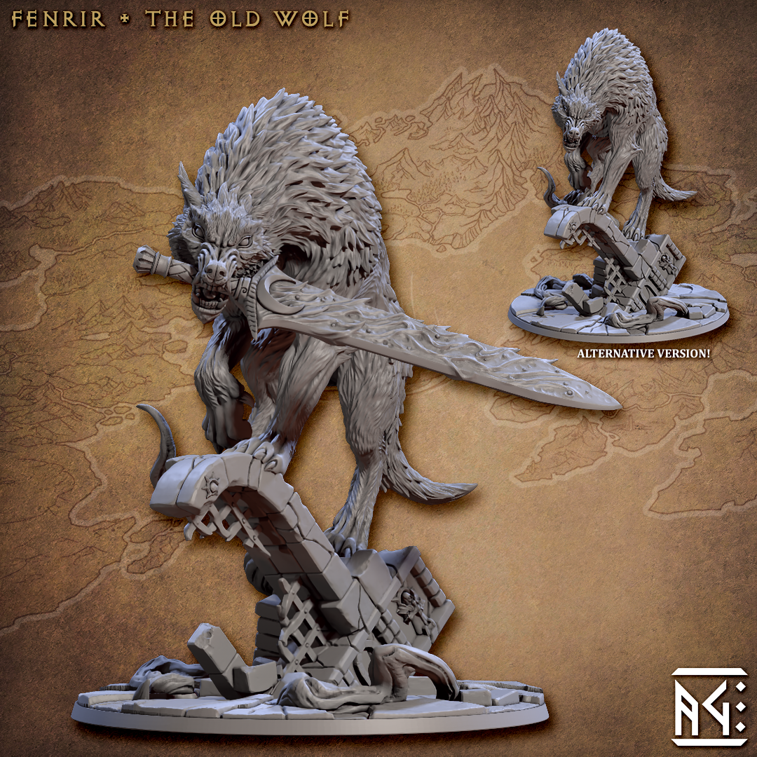 Old Wolf Fenrir - Giant Wolf Miniature