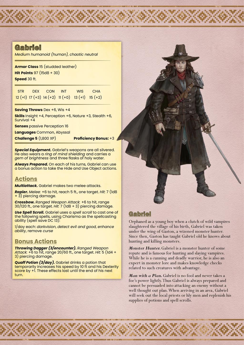 Vampire Hunter Gabriel – Human Monster Slayer Miniature & Bust