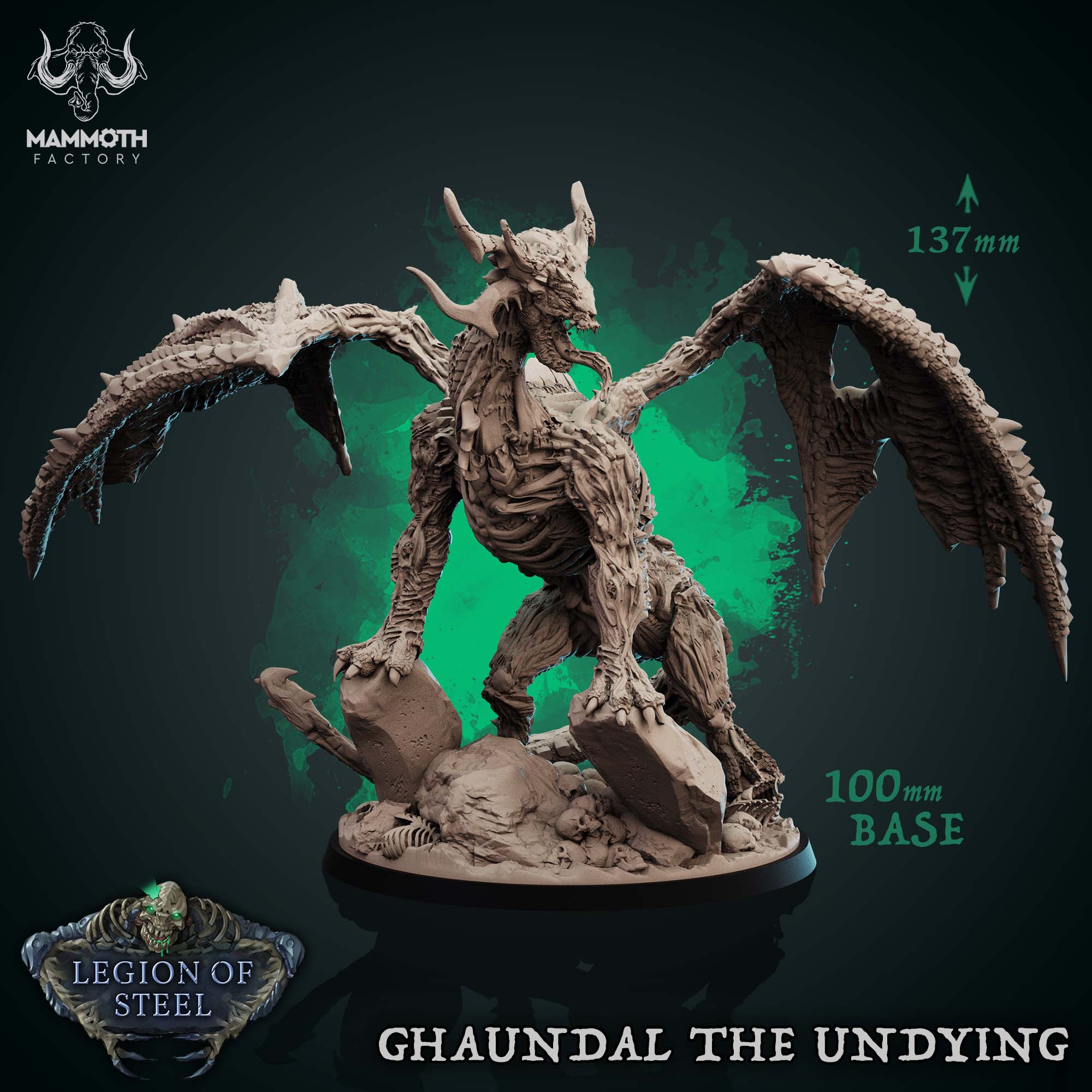 Ghaundal the Undying Undead Dragon Miniature