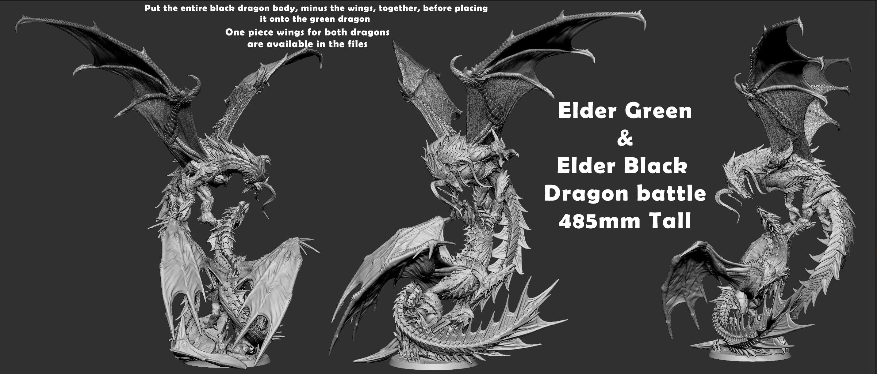 Elder Black Dragon Vs Elder Green Dragon Battle Diorama - Clash of the Primevals