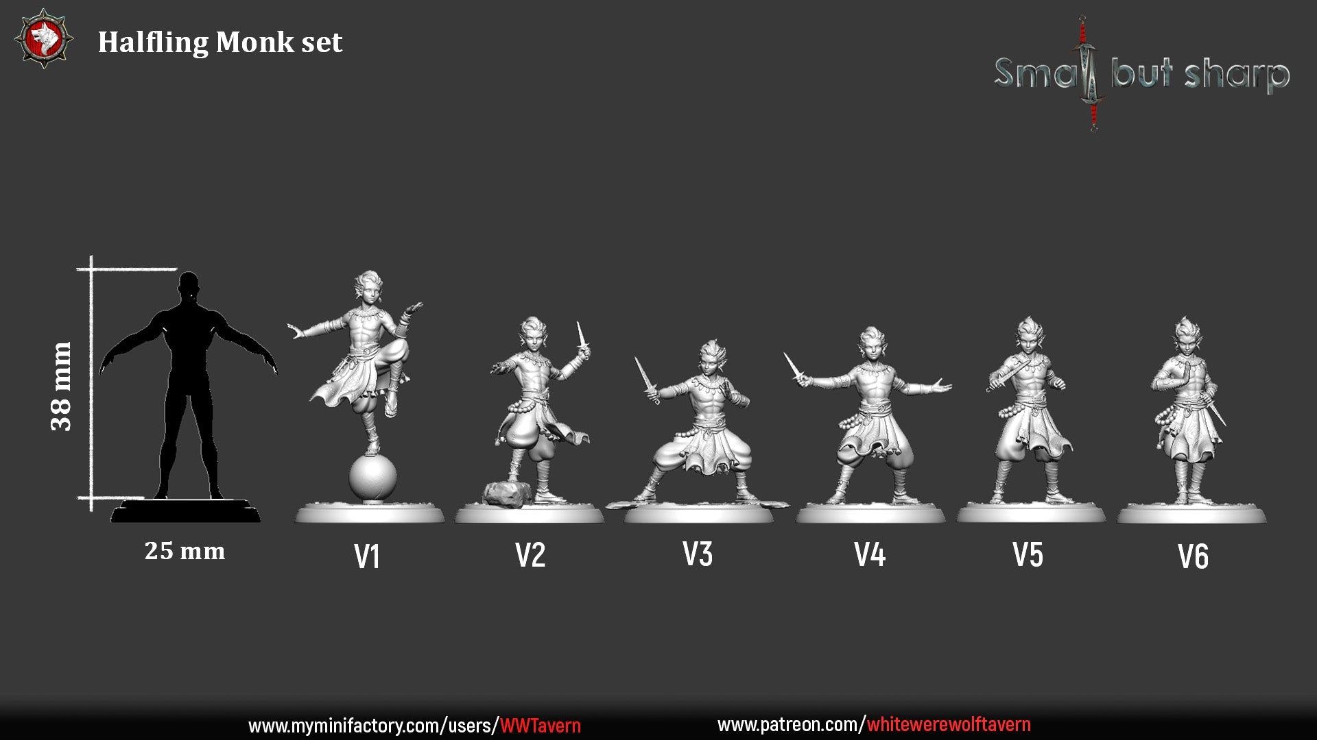 Halfling Monks Set – Halfling Male Monk Miniatures