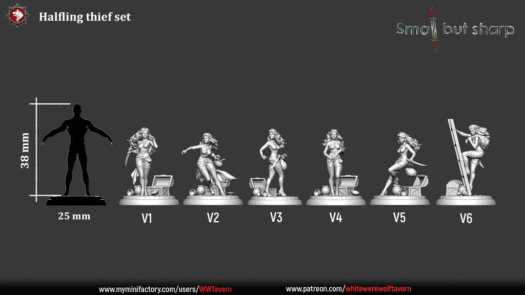 Halfling Thieves Set – Halfling Female Rogues Miniatures & Bust