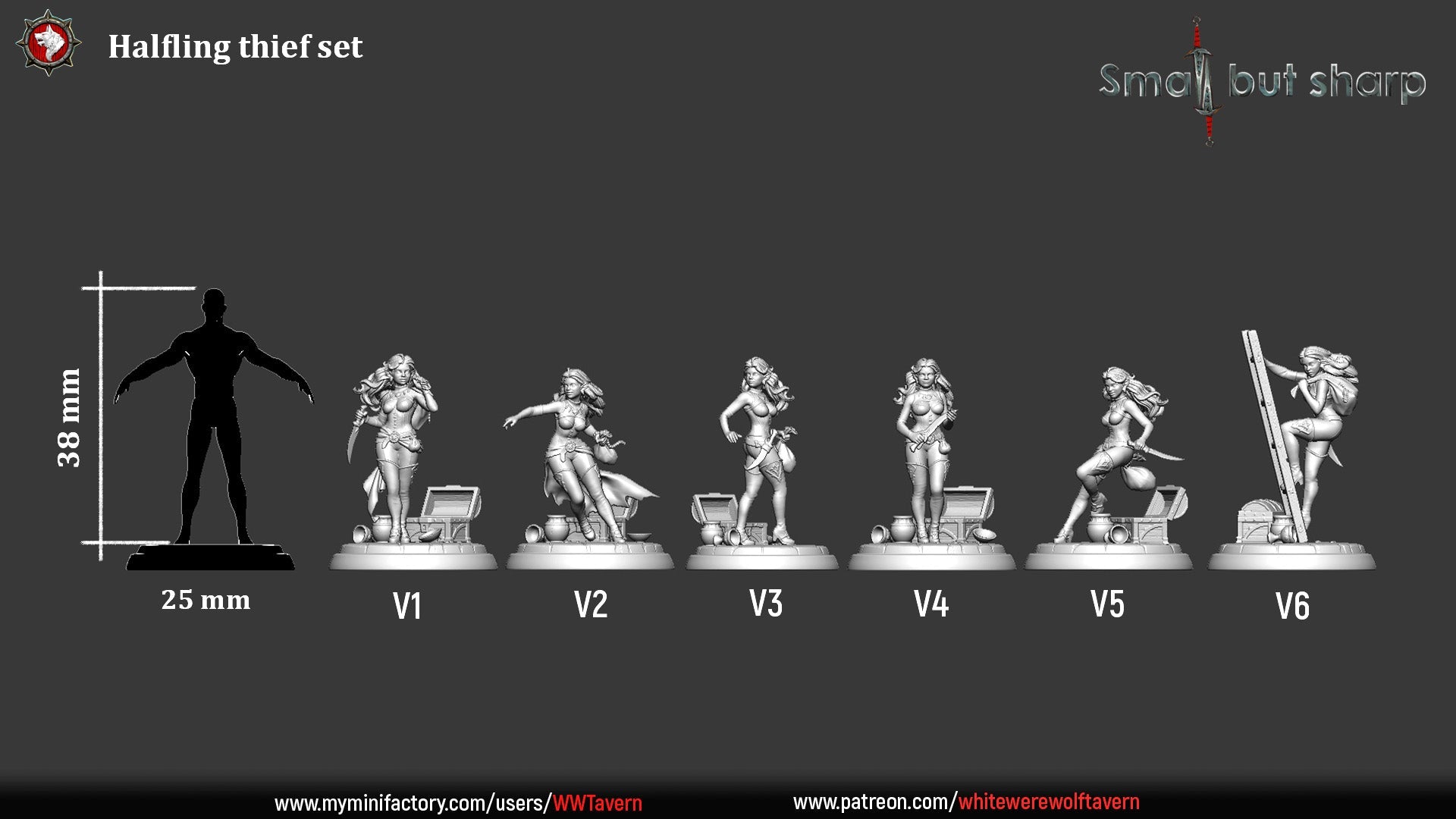 Halfling Thieves Set – Halfling Female Rogues Miniatures & Bust