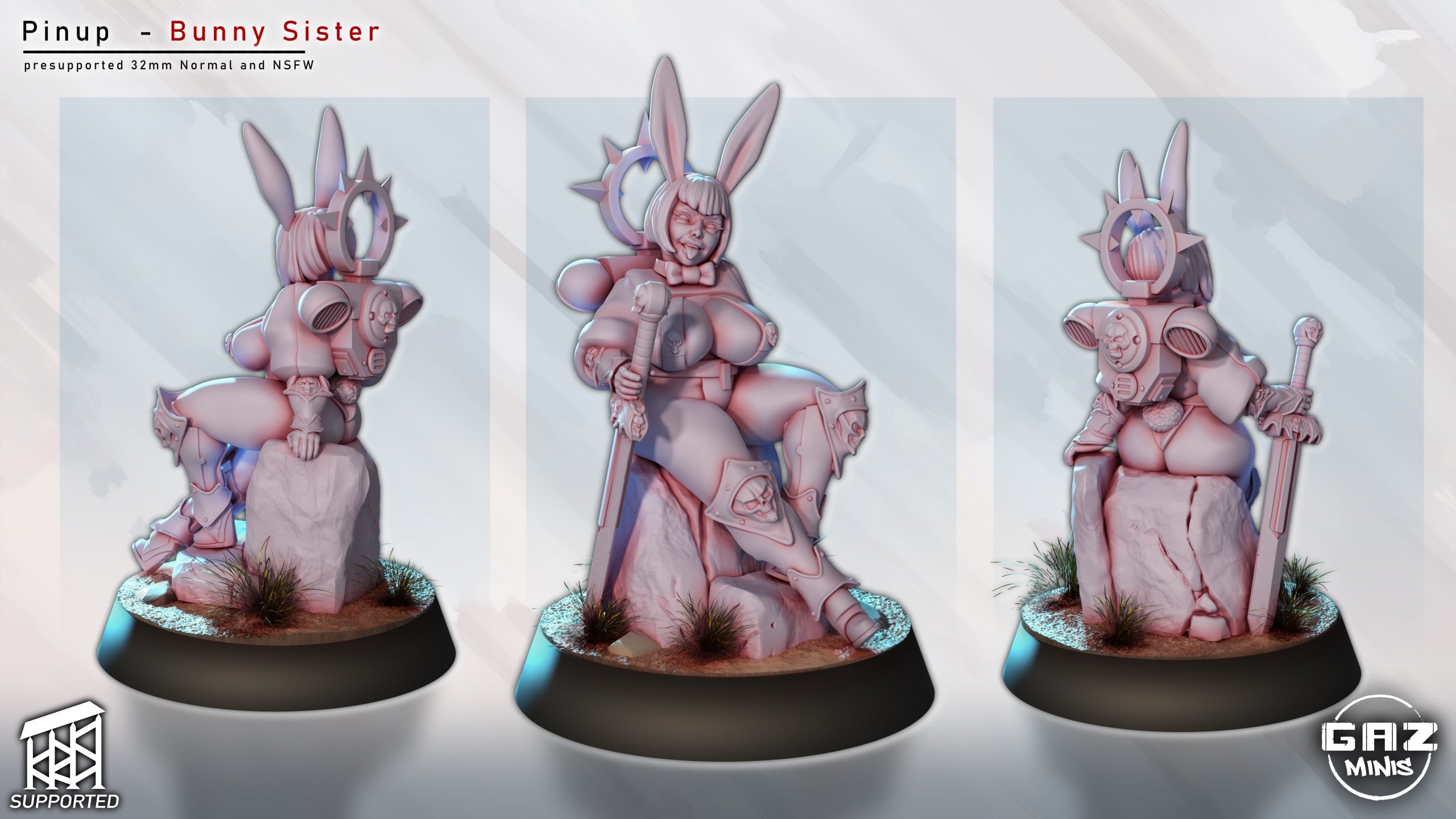 Bunny Sister Squad Captain - Sci-Fi Miniature - (SFW/NSFW 18+)