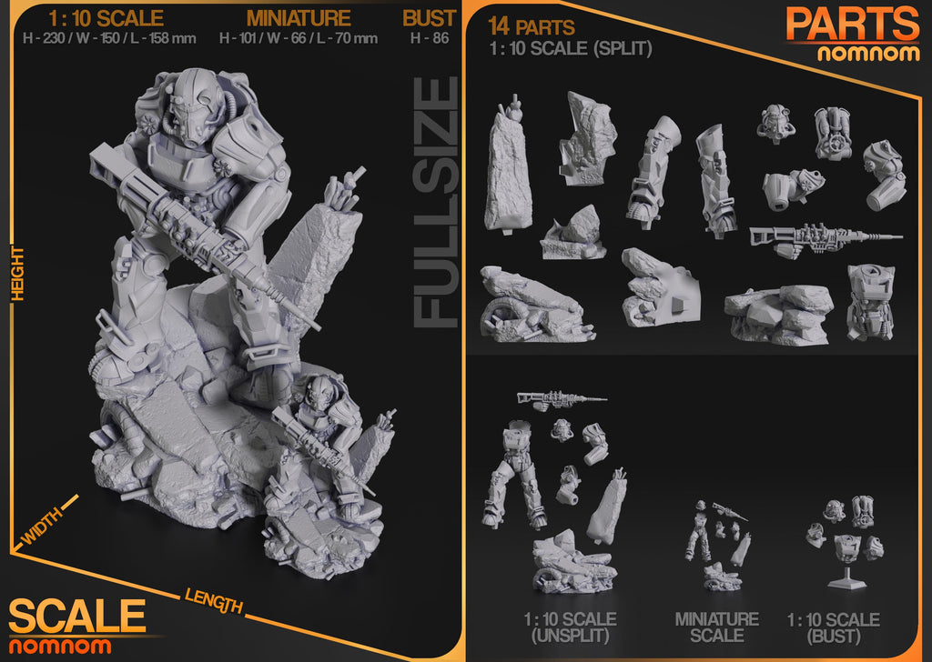 T-60 Armor - Fallout - 1:10 Scale, 75mm, Bust