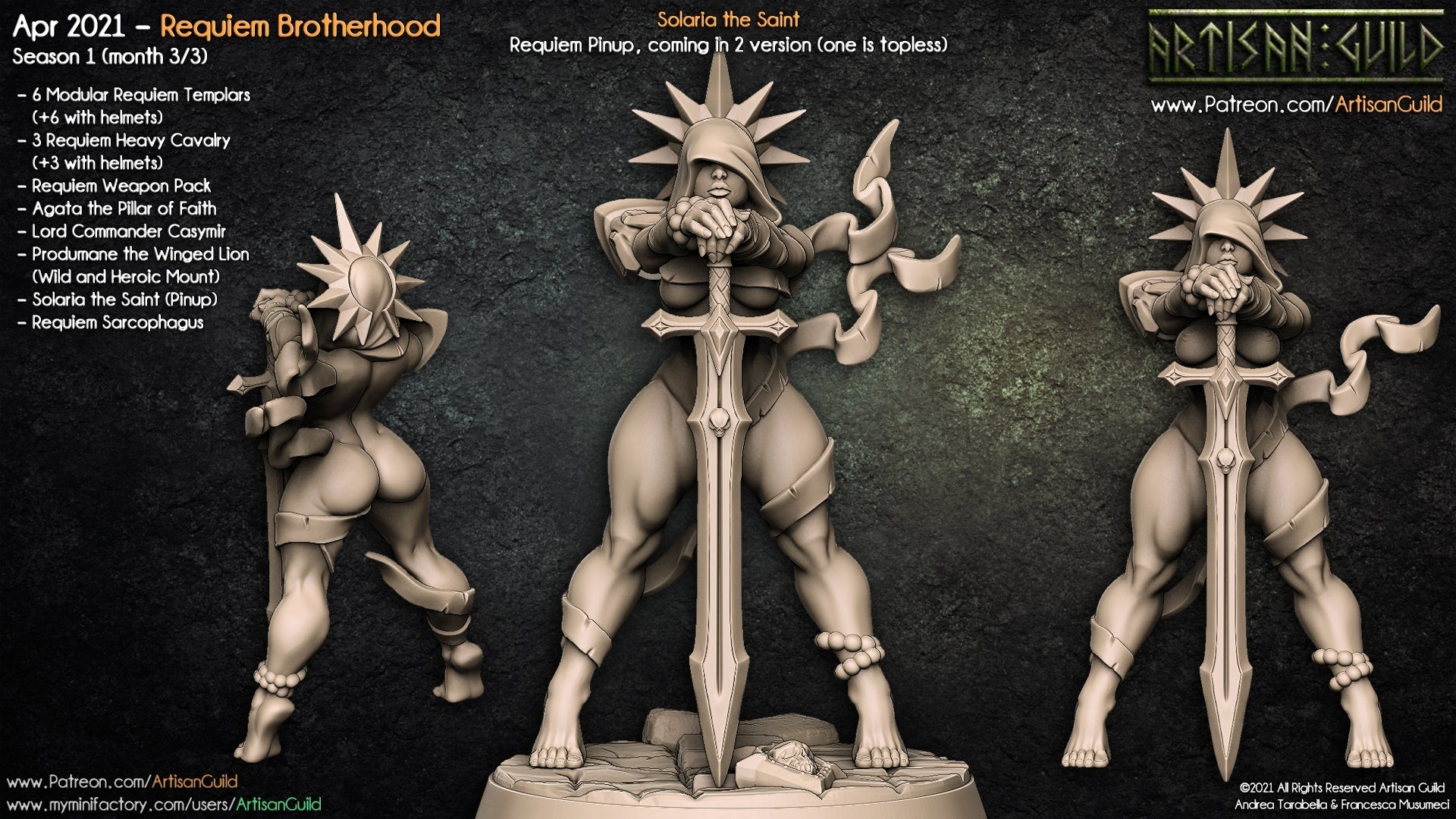 Solaria the Saint Pinup Miniature – Female Paladin (SFW/NSFW 18+ Only)