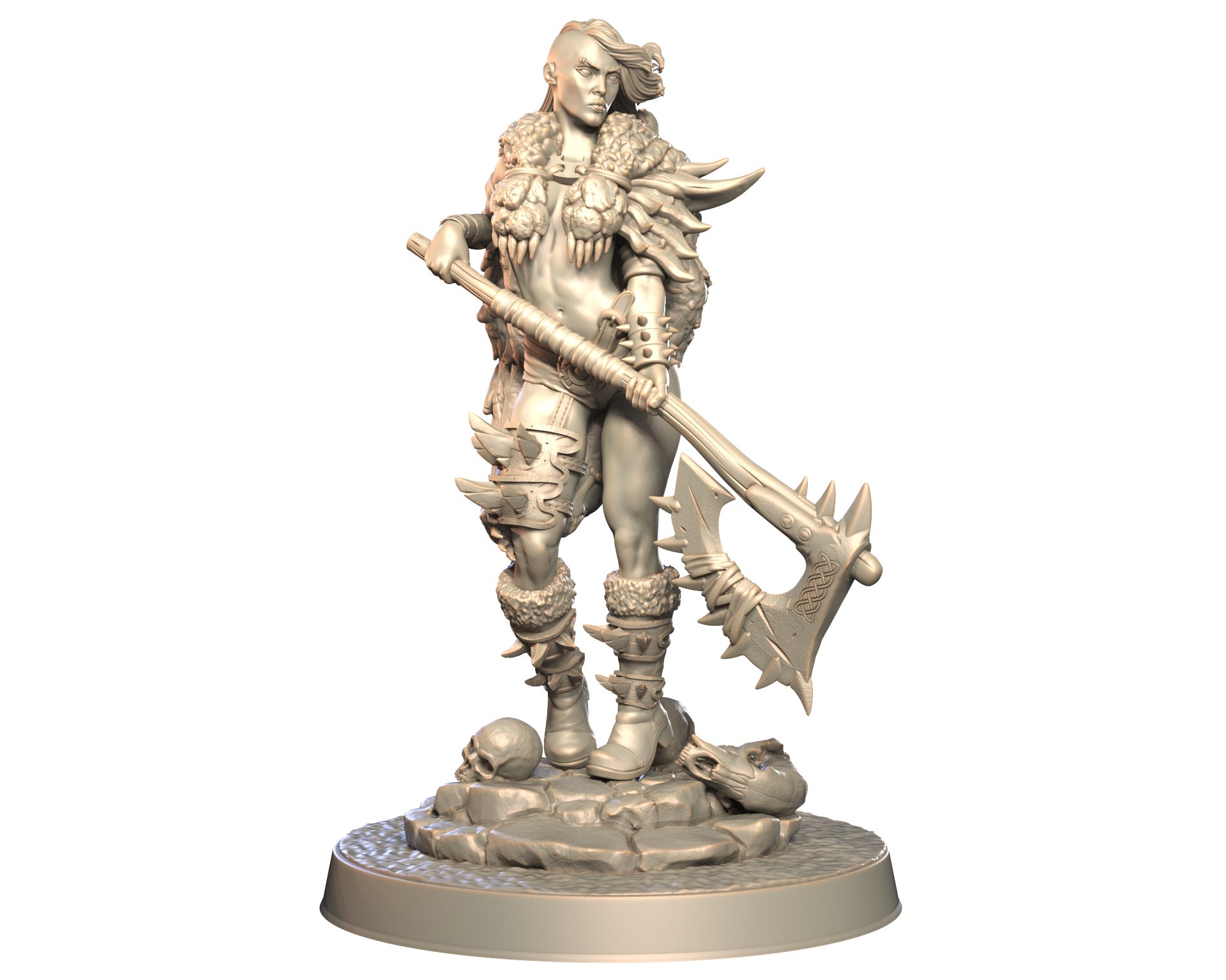 Thogra - Female Human Barbarian Miniature - Blade & Fury
