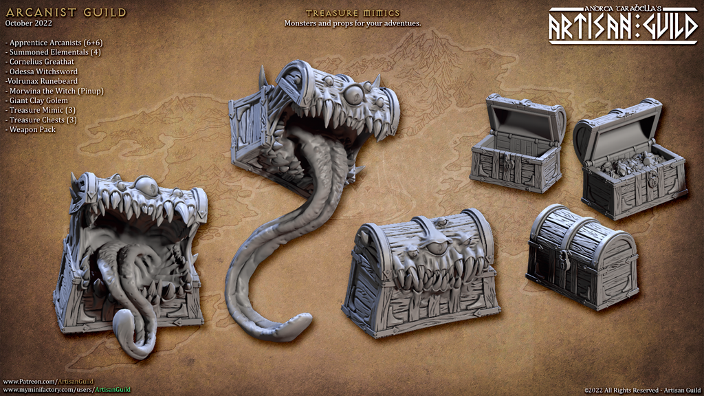 Treasure Chests and Mimic Miniatures