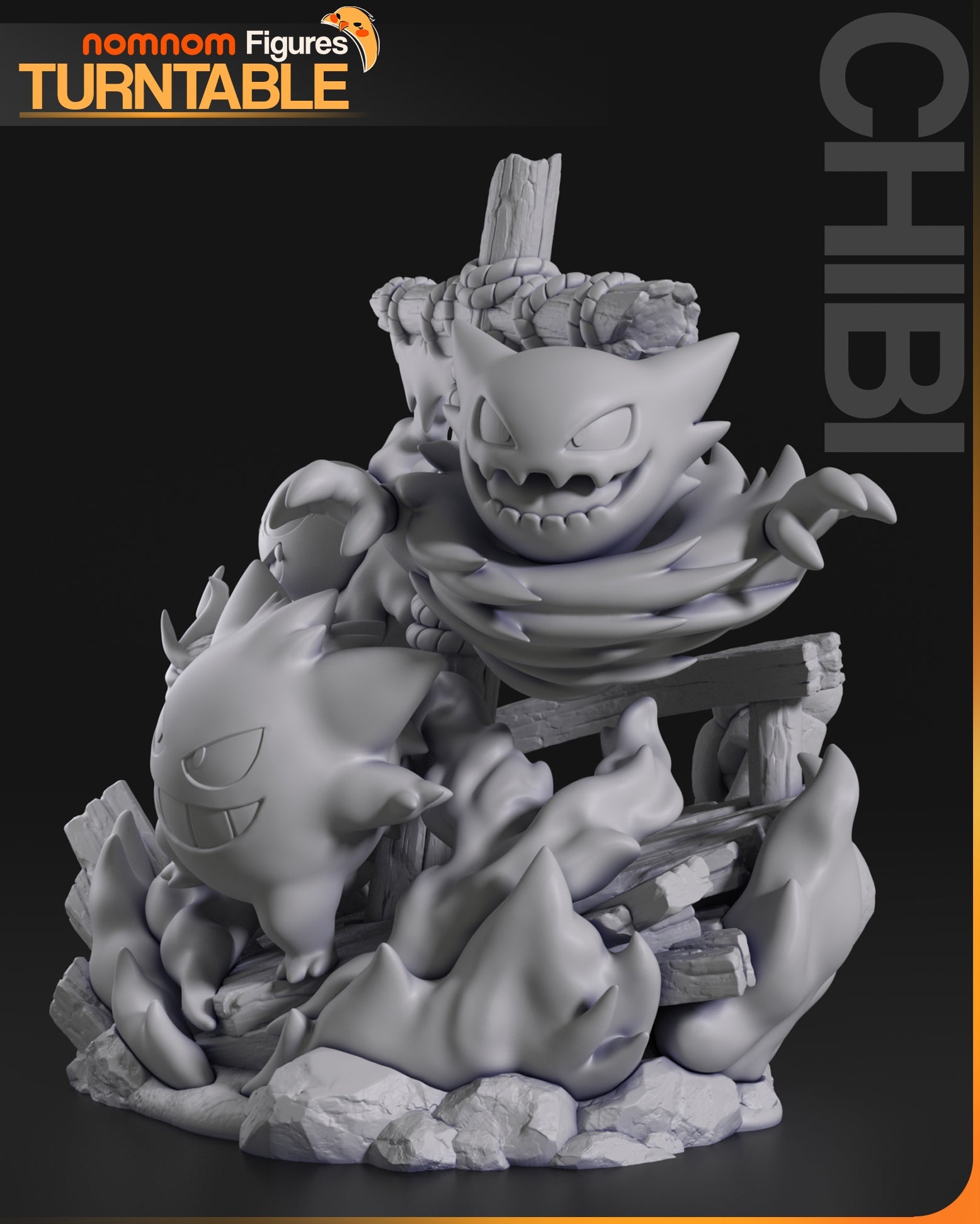 Chibi Ghosts Diorama - Pocket Monsters