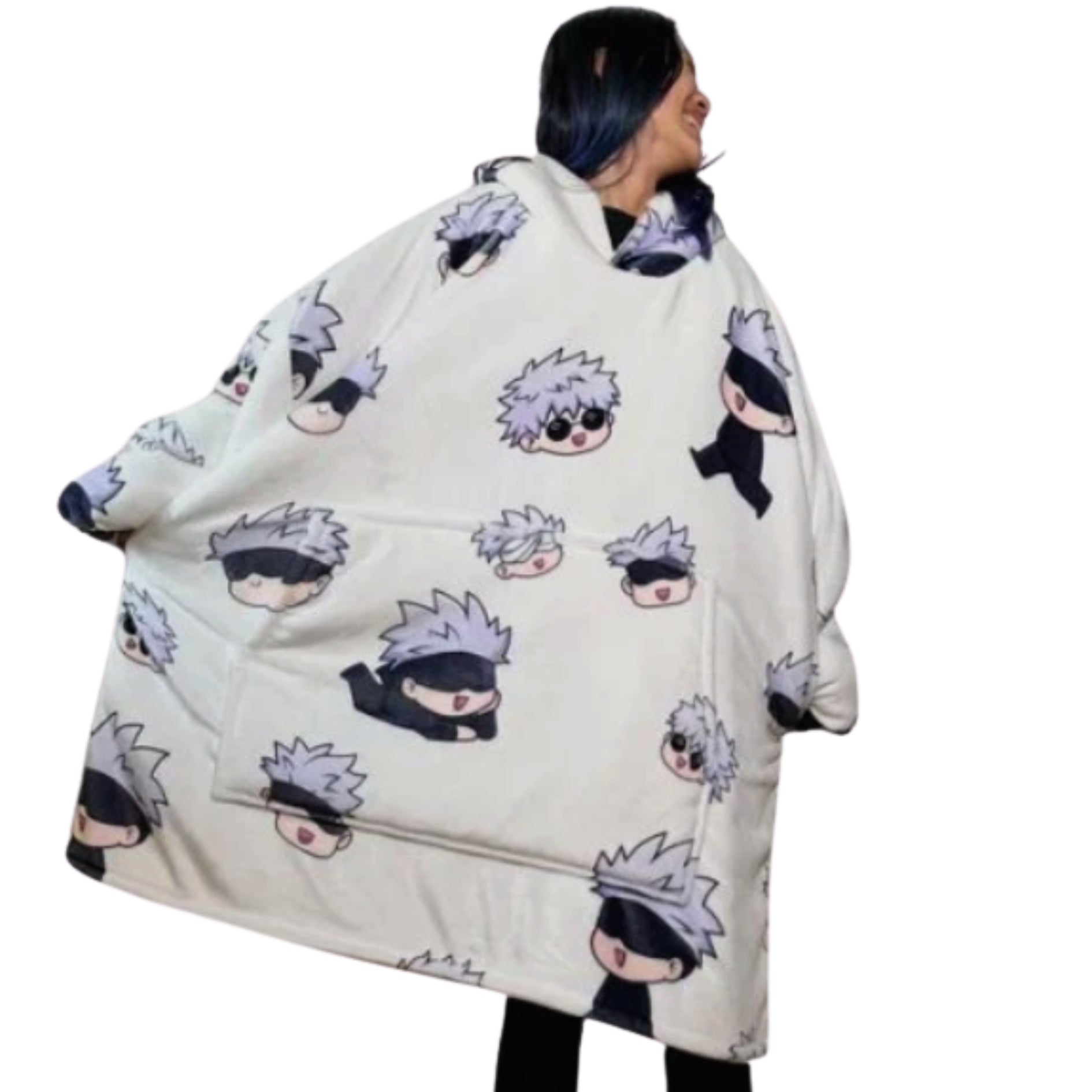 Jujutsu Kaisen Gojo Wearable Blanket Hoodie for Adults & Kids | OLM Toys