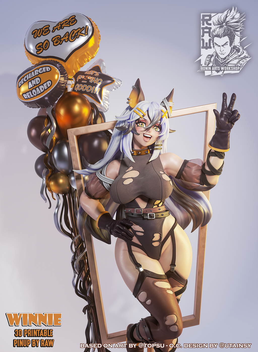 Winnie - Catgirl Pinup (SFW/NSFW 18+) - 75mm & 120mm scale