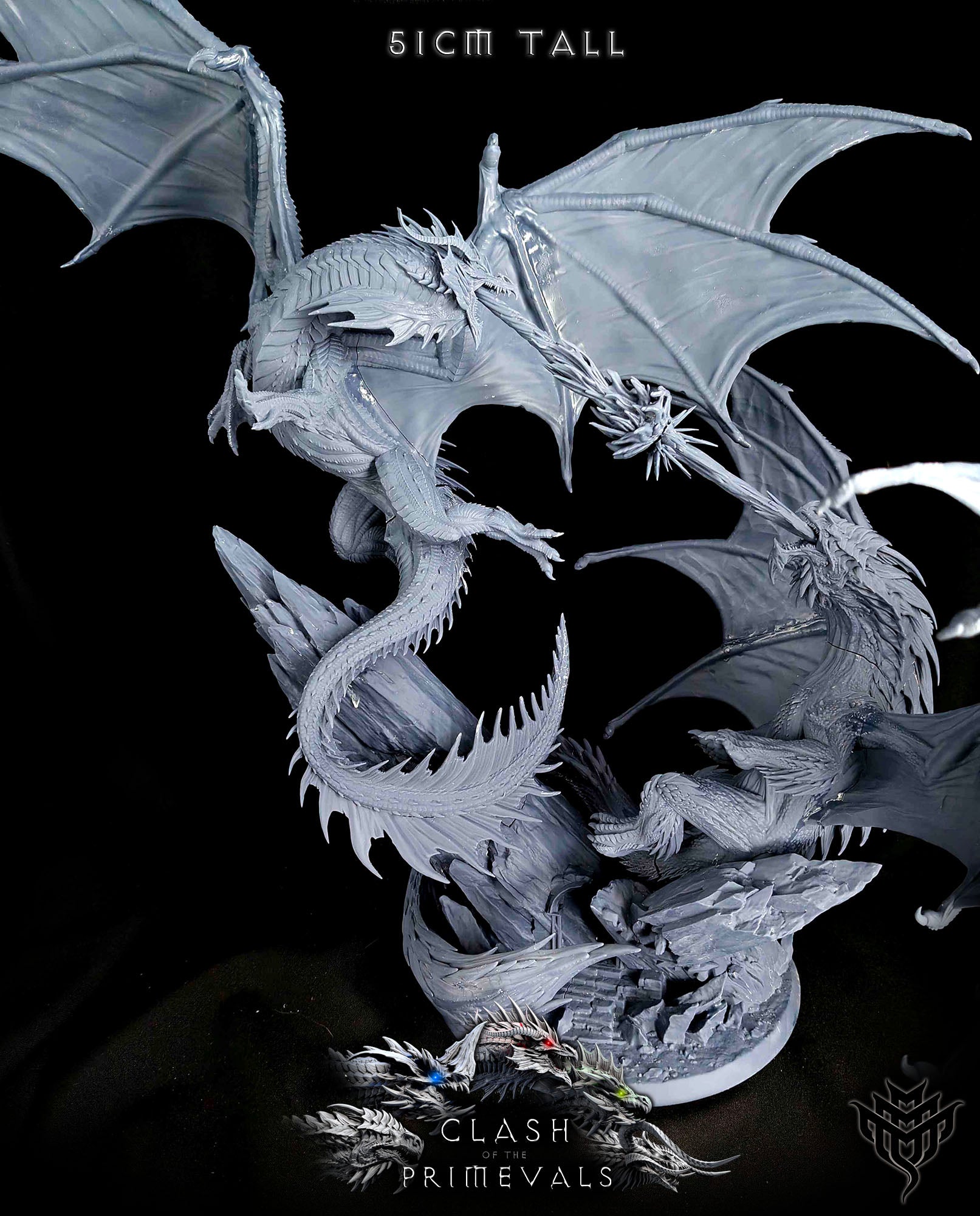 Elder Red Dragon Vs Elder White Dragon Battle Diorama - Clash of the Primevals