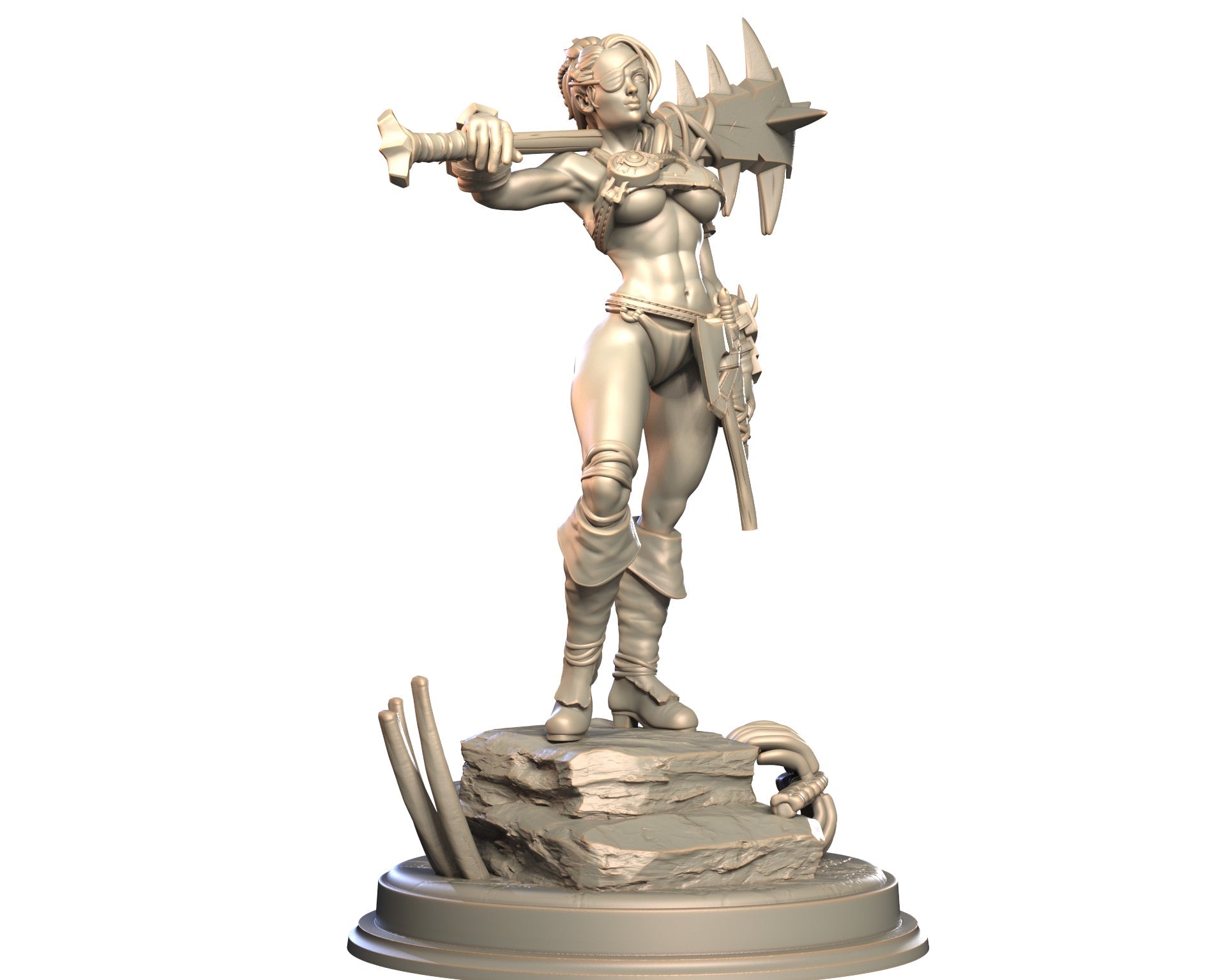Xilaya - Female Human Barbarian Miniature - Blade & Fury