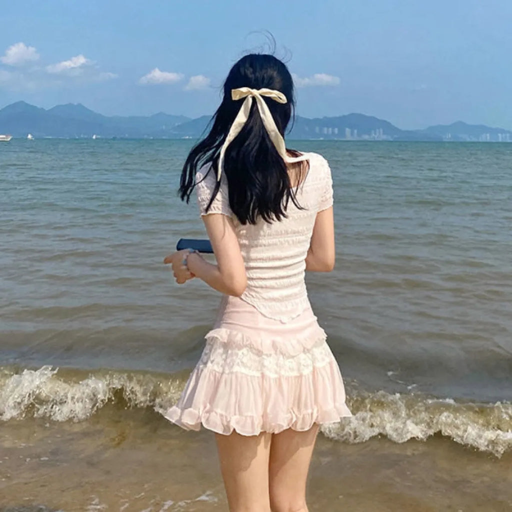 Angelic Lace Ruffle Mini Skirt
