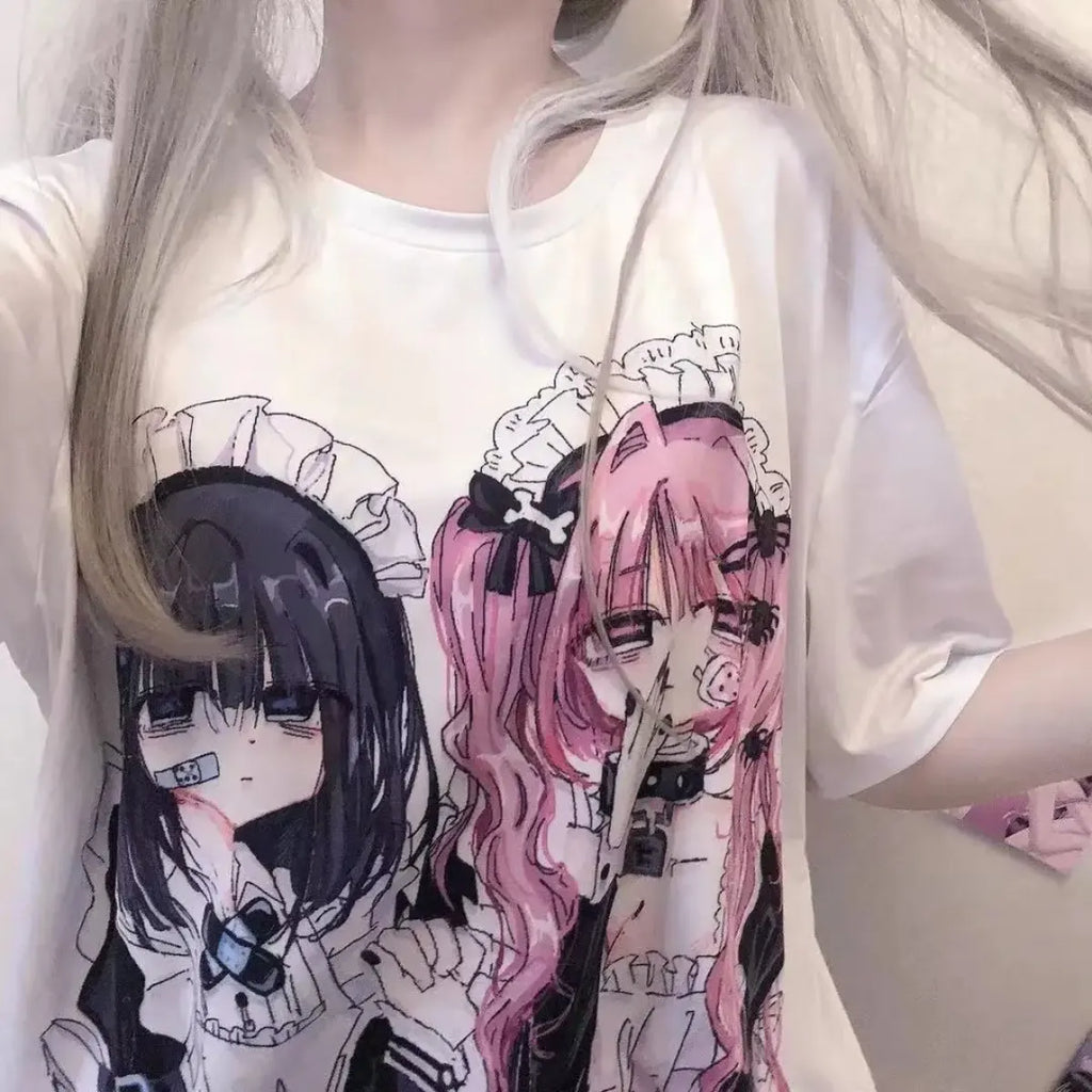 Breezy Loose Cartoon Print Shirt