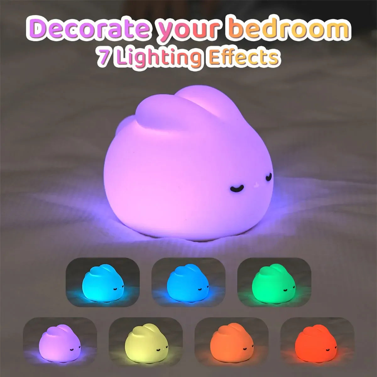 Bunny Silicone Night Light – Soft LED Lamp for Kids Room, Nursery or Gifts