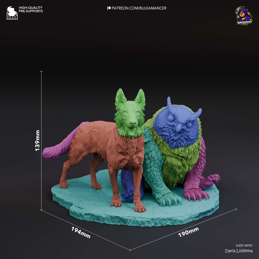 Scratch and Owlbear - Baldur's Gate - 1:8 Scale Figure