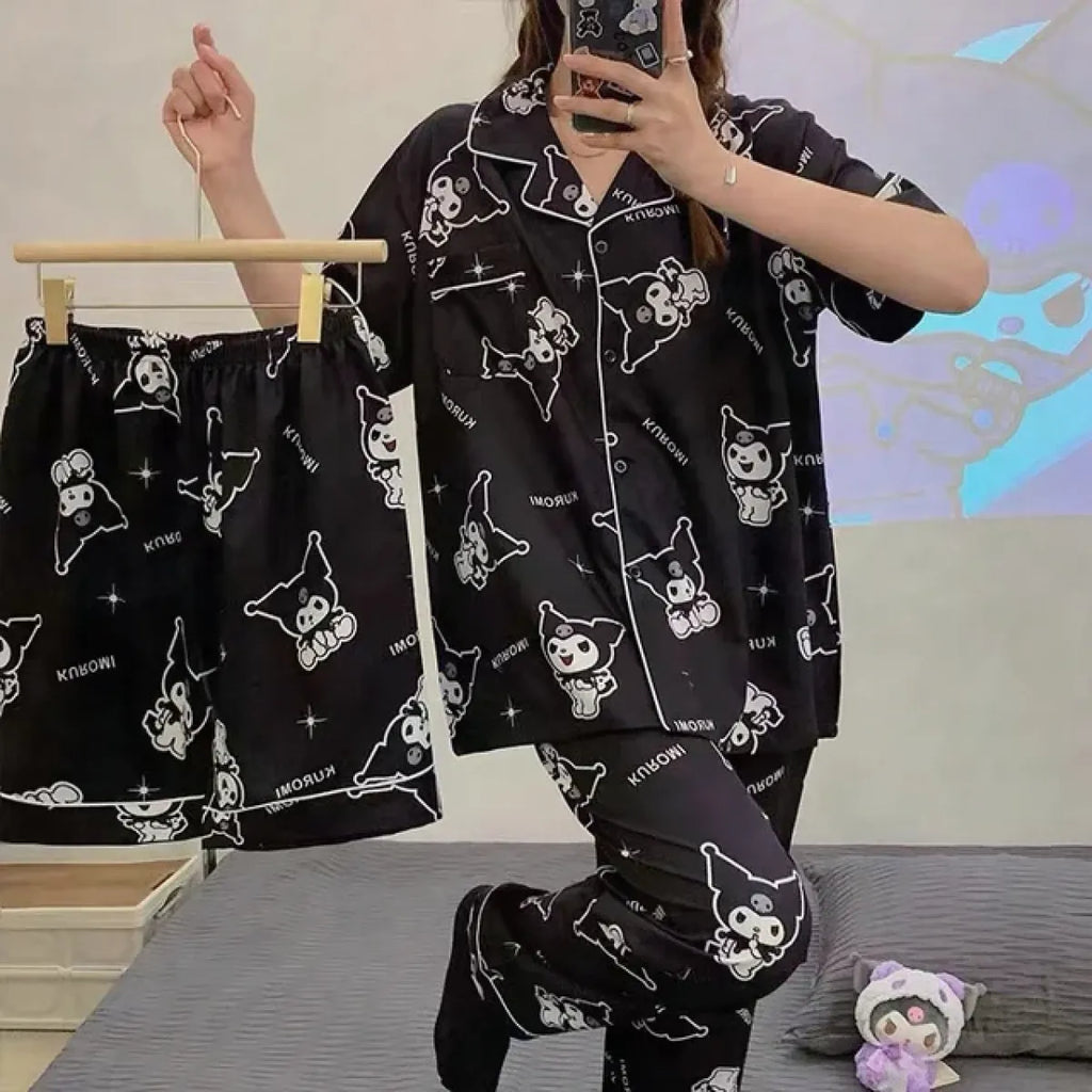 Hello Kitty Kuromi My Melody Cinnamoroll Flannel Pajamas