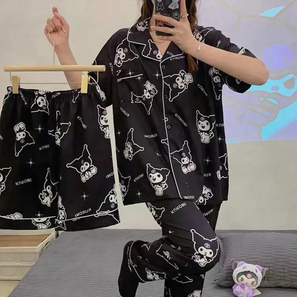 Hello Kitty Kuromi My Melody Cinnamoroll Flannel Pajamas