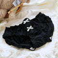 Double Bow Ruffle Panties – Mid-Waist Ice Silk Cotton Briefs