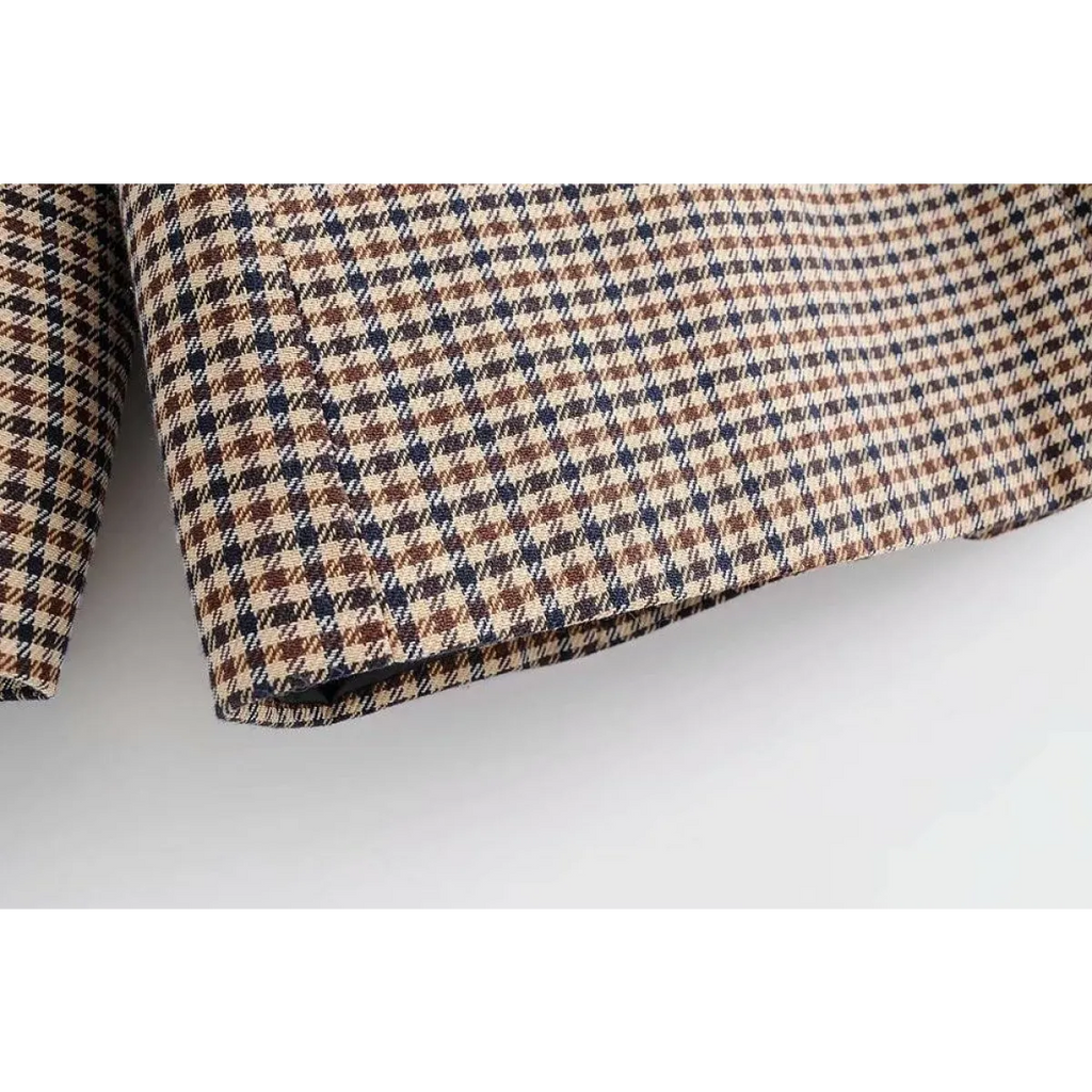 Double Breasted Checkered Blazer