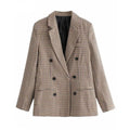 Double Breasted Checkered Blazer
