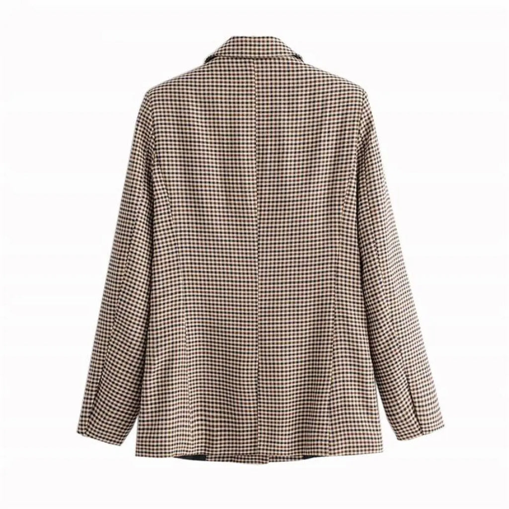 Double Breasted Checkered Blazer