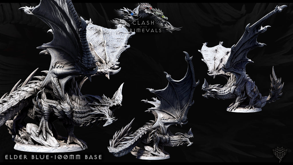 Elder Blue Dragon Miniature - Clash of the Primevals
