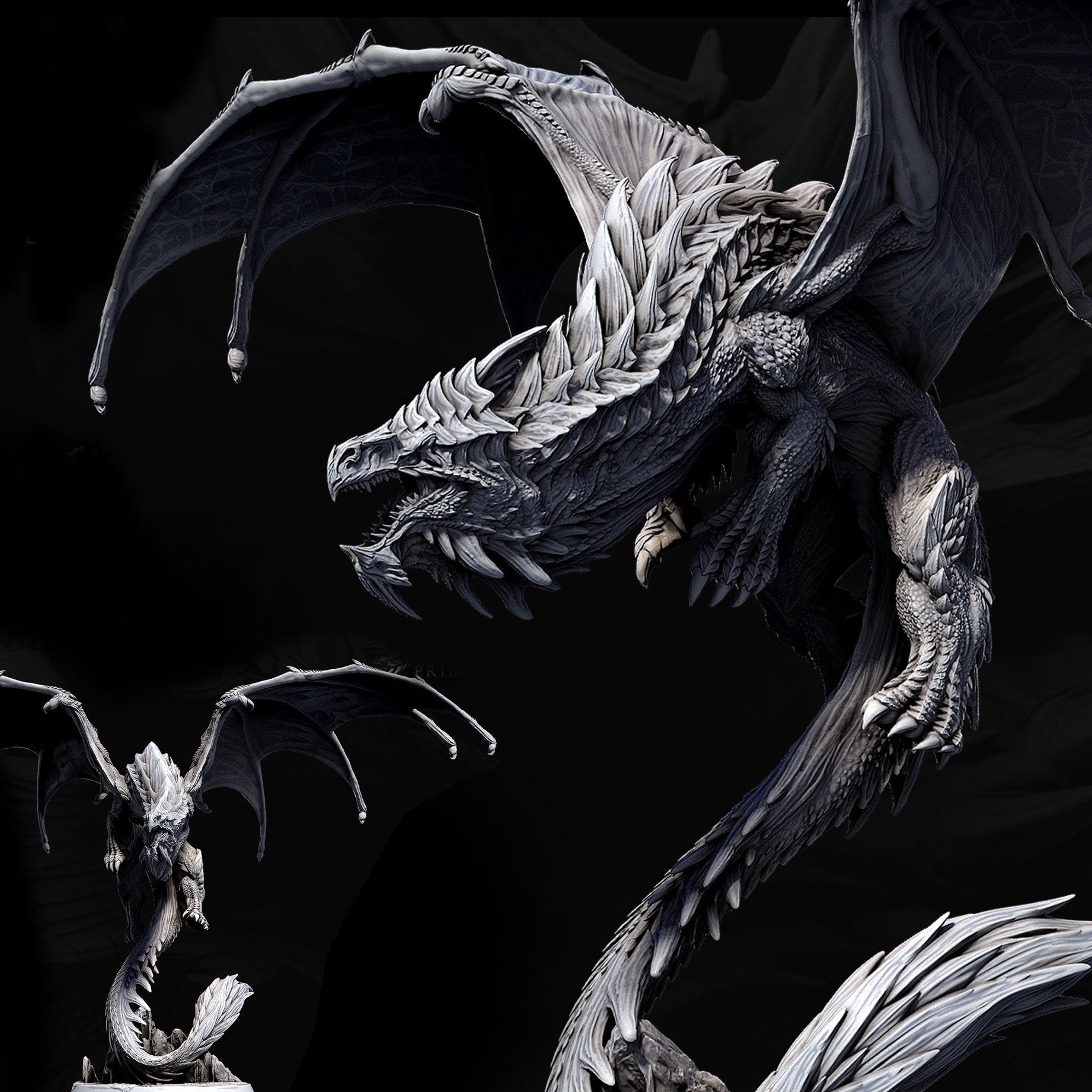 Elder White Dragon Miniature - Clash of the Primevals