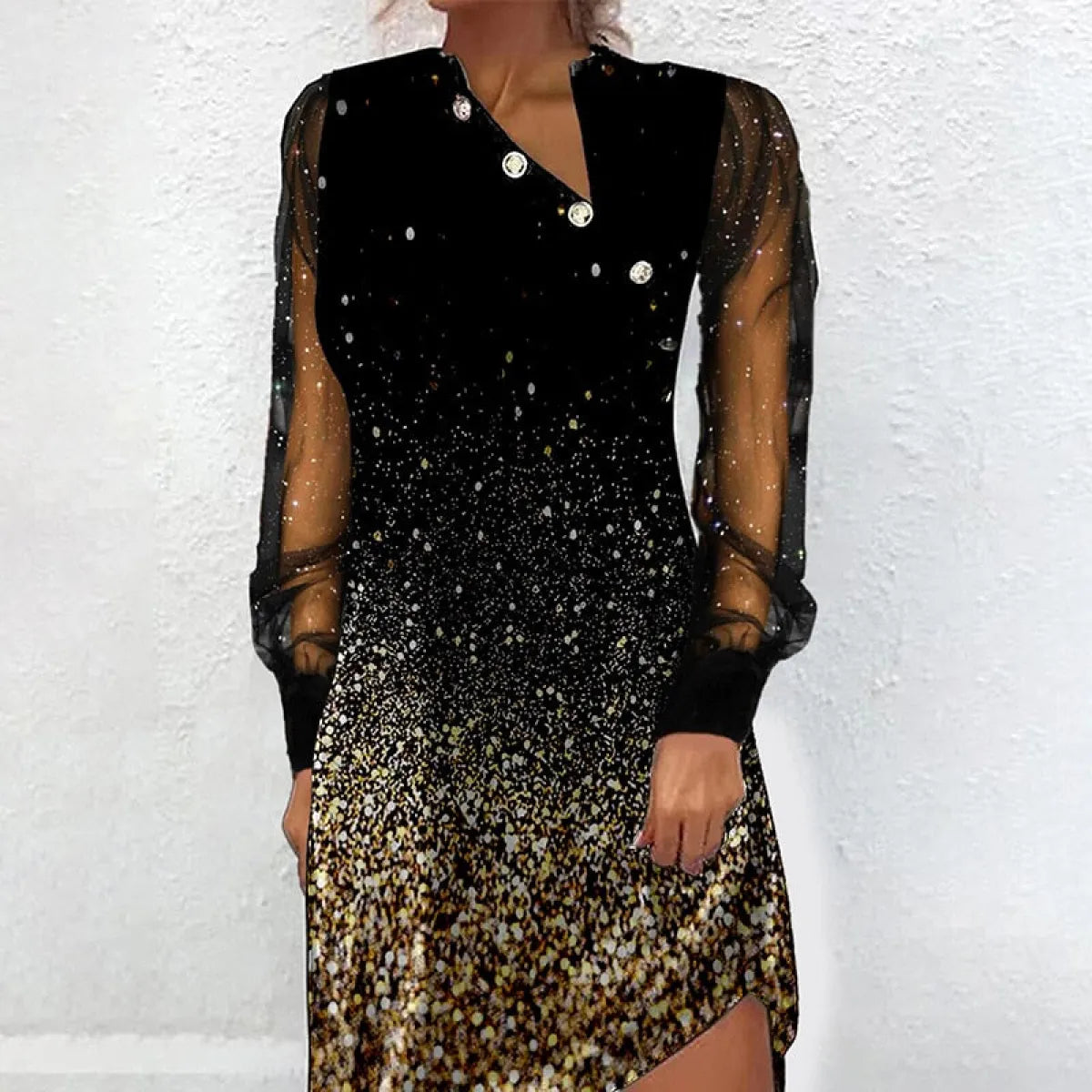 Elegant Mesh Sleeve Mini Dresses