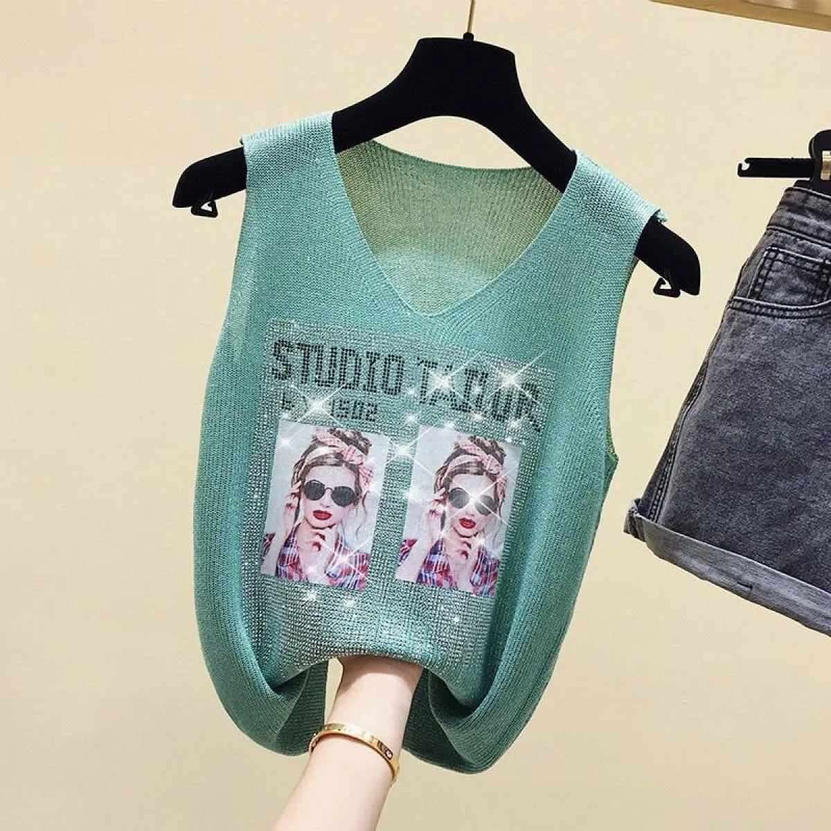 Glitter Print Tank Top