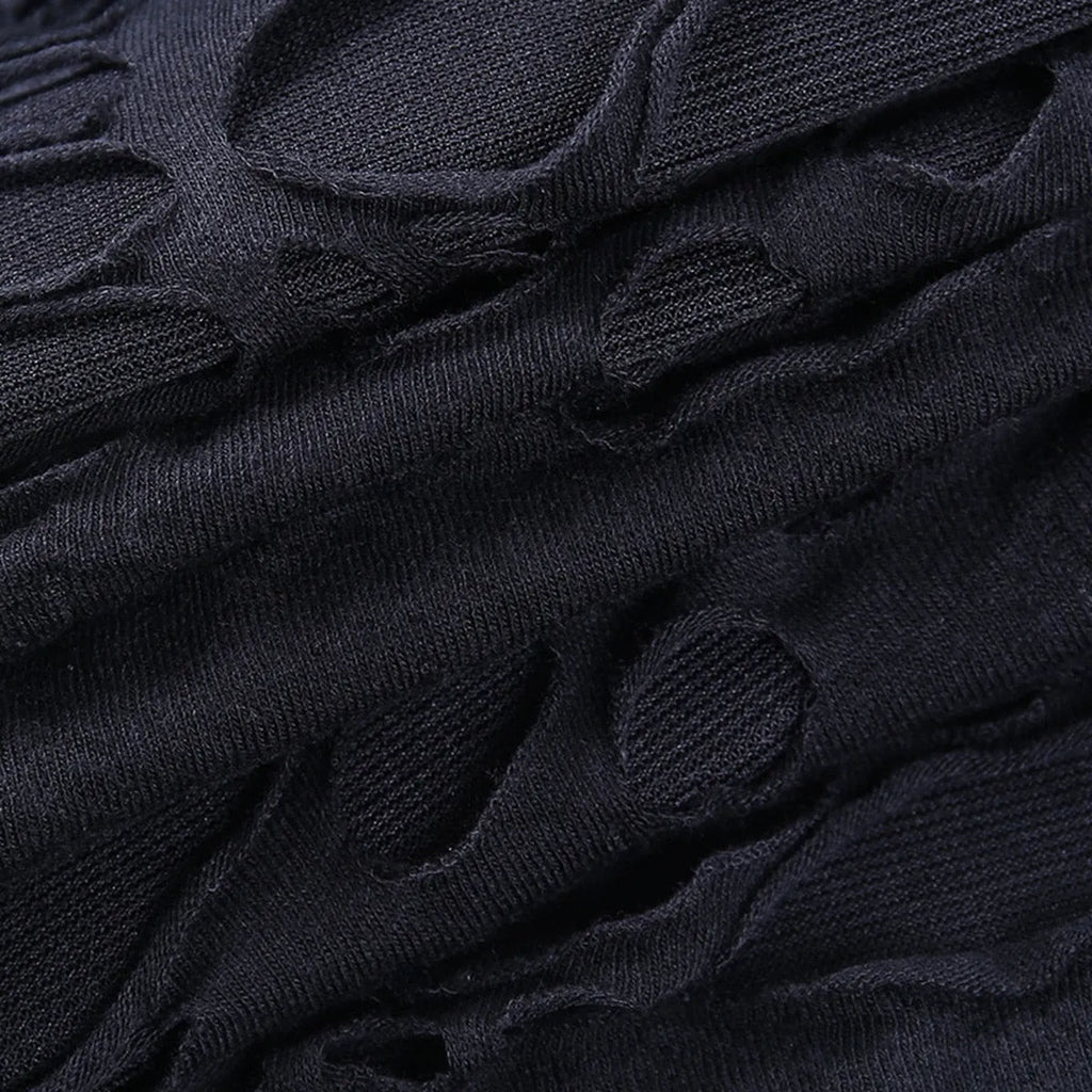 Ripped Gothic Black Mini Dress