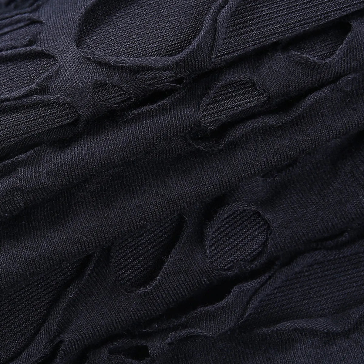 Ripped Gothic Black Mini Dress