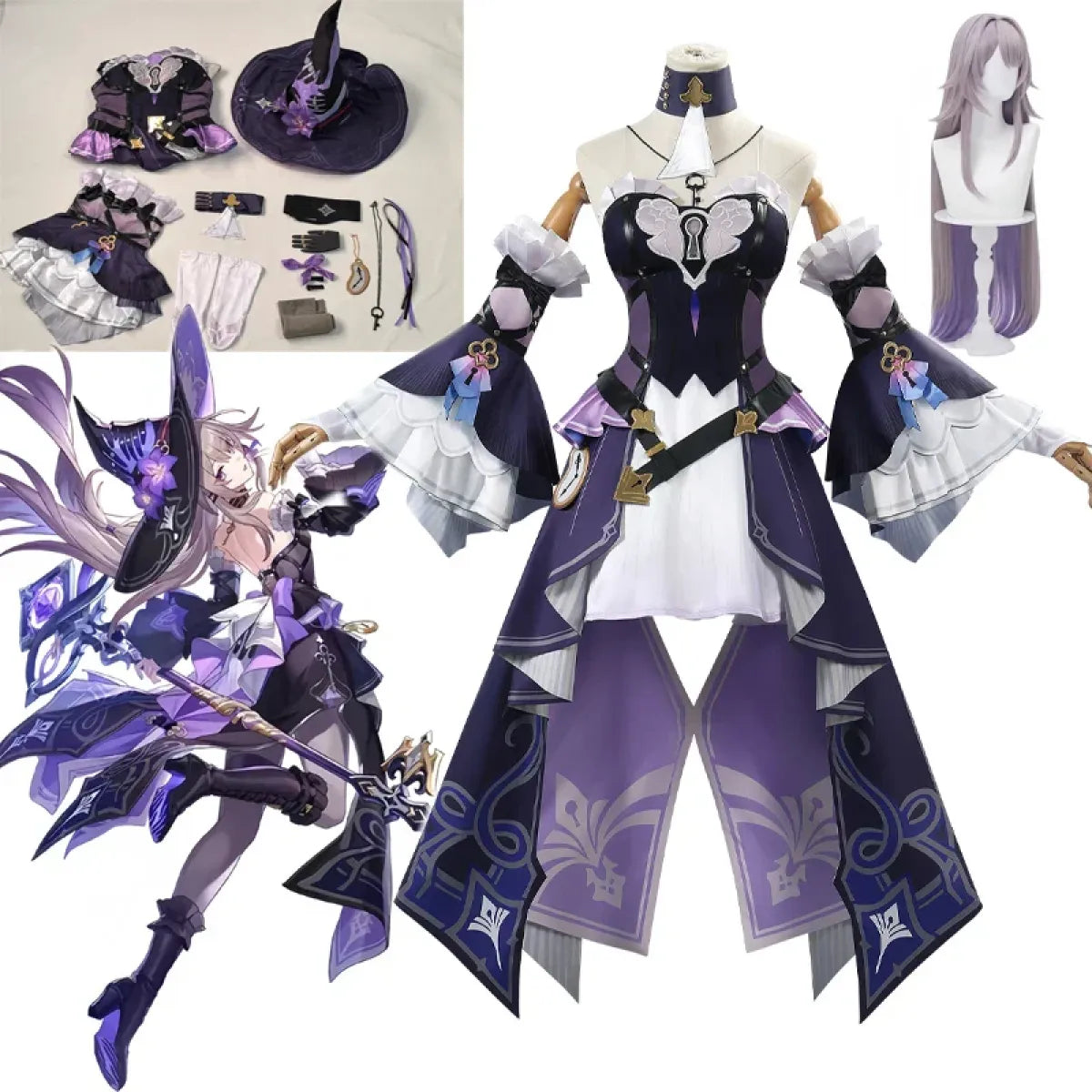 Gothic Herta Cosplay Dress – Fantasy Witch Lolita Costume Set