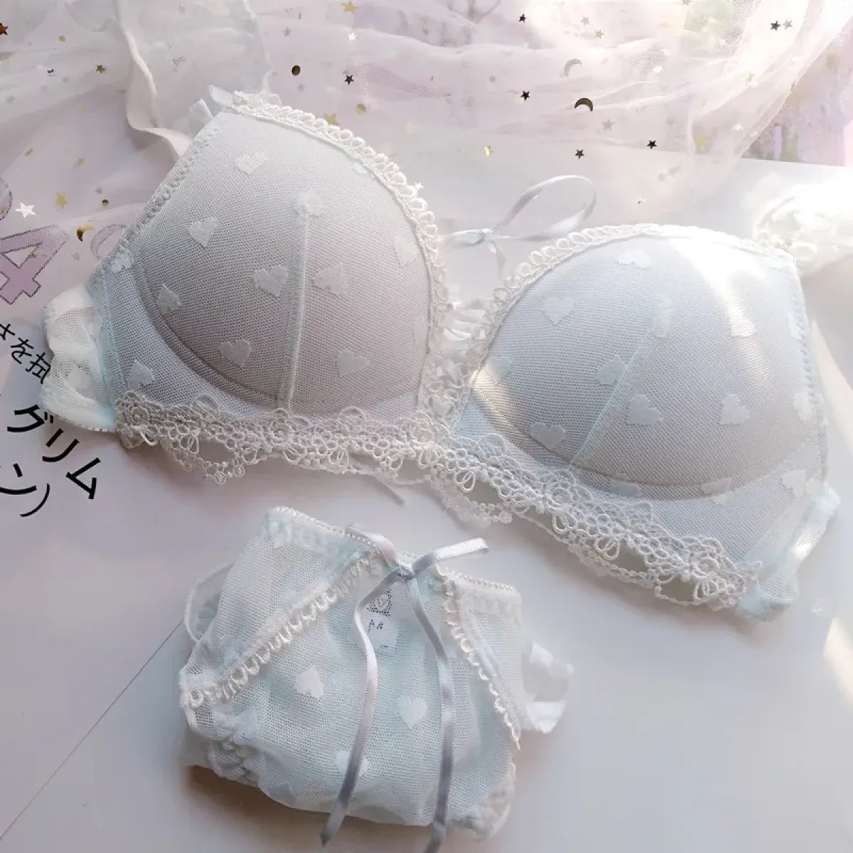 Harajuku Kawaii Fashion Japanese Heart Lace Lingerie Set