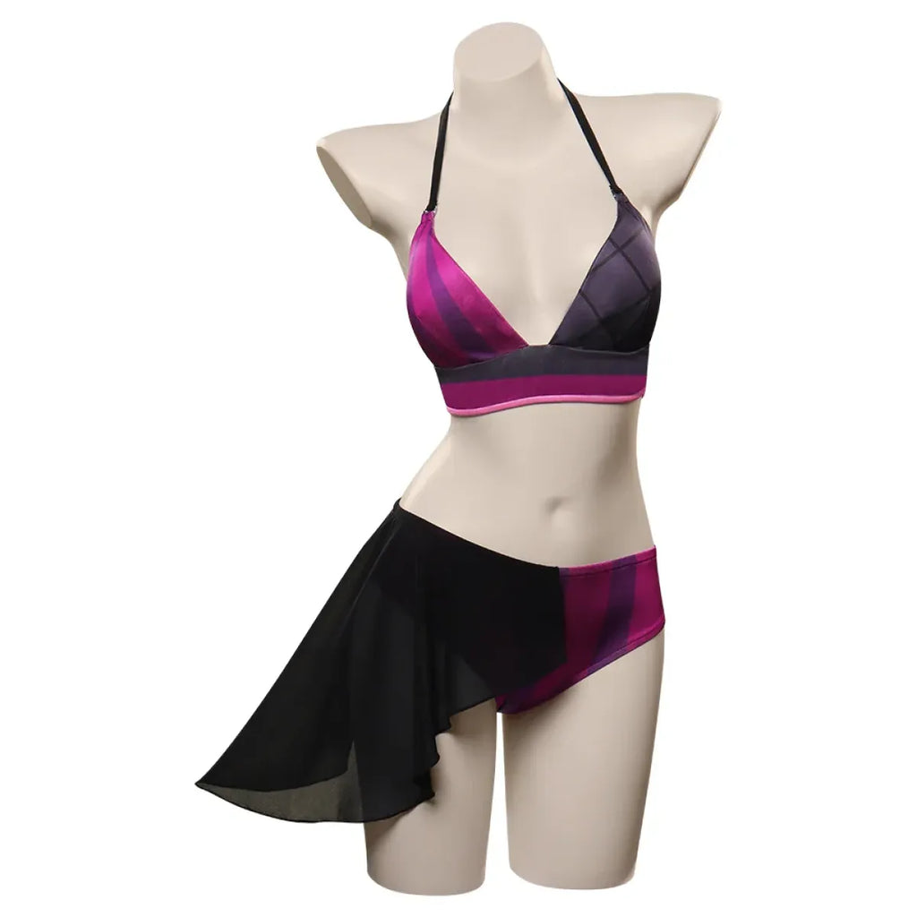 LoL Jinx Swimsuit Cosplay - Two-Piece Bikini for Summer & Halloween