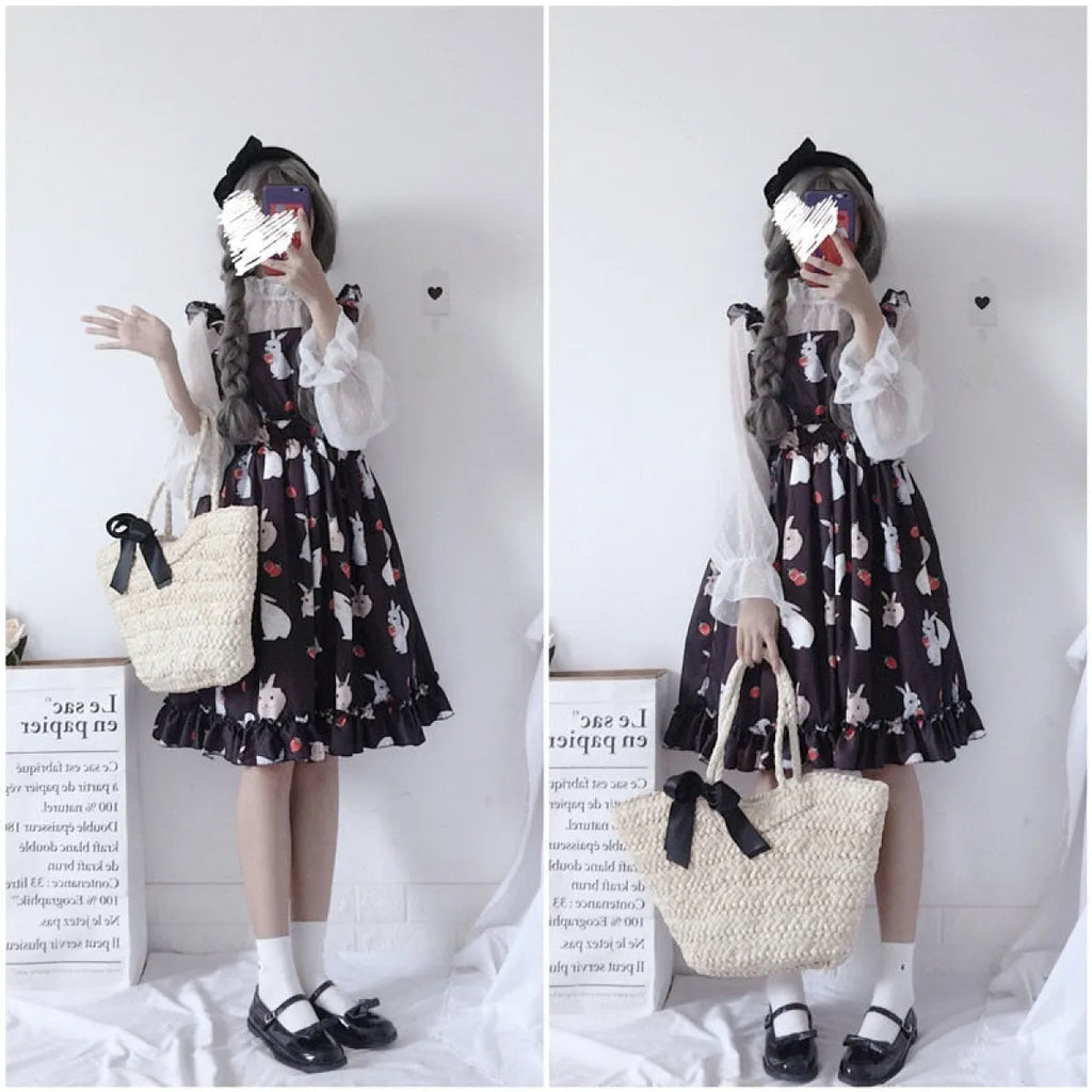 Kawaii Bunny Strawberry Lolita Dress