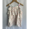White Kawaii Ruffle Camisole – Bunny Embroidery & Bow Print