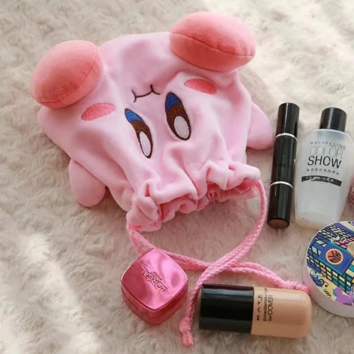 Kawaii Star Kirby Plush Cosmetic Bag