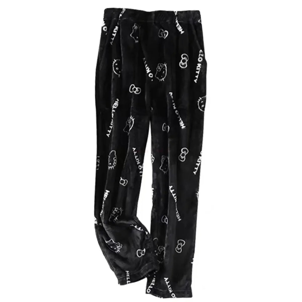 Cozy Kitty Flannel Pajamas - Cute Autumn Home Wear