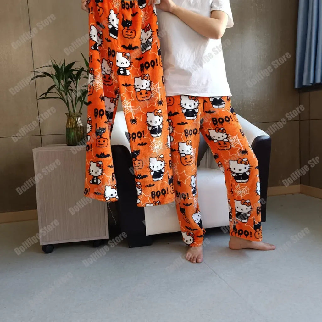 Cozy Kitty Flannel Pajamas - Cute Autumn Home Wear