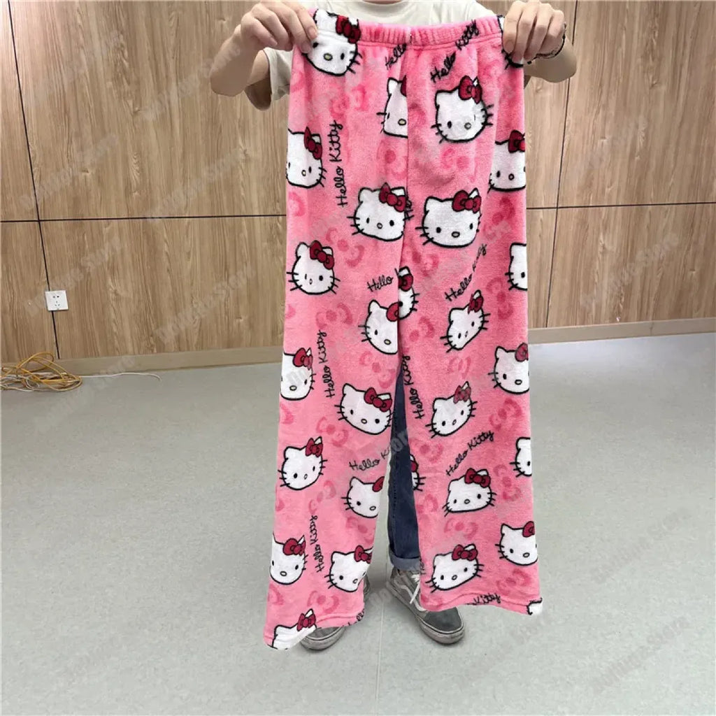 Cozy Kitty Flannel Pajamas - Cute Autumn Home Wear